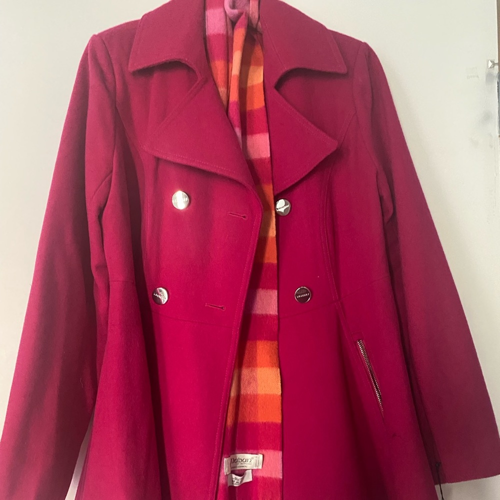 NWT Magenta A-line coat with matching new cashmere gloves and scarf!